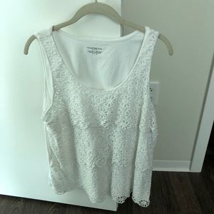 Charter Club White Lace Tank Top